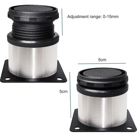 Lot de 4 - Pieds De Meubles - Pied Cuisine Réglables Ø 50 mm/hauteur 50 mm Ronds Métal Acier Inoxydable Canapé Jambe Table (1/5)