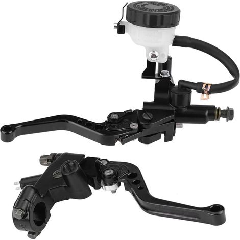 Motorcycle Brake Master Cylinder, Universal 7/8 (22 mm) Motorcycle Brake Cutch Master Cylinder Reservoir Levers Set Black (1/5)