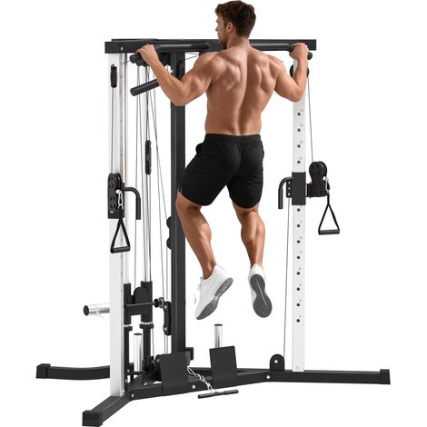 Multifunktionale Krafttrainingsstation mit Klimmzugstange, 15-fach verstellbare Trainingsstation, schwarz (1/5)