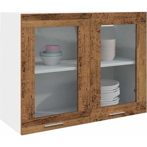 Hängeglasschrank Lyon Altholz-Optik 80x31x60 cm Holzwerkstoff
