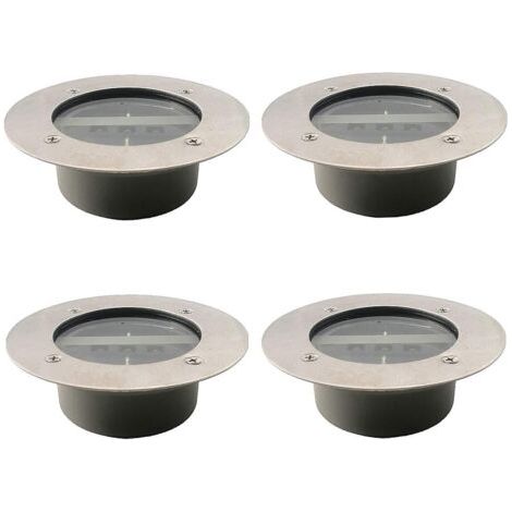 Projecteur solaire 3 LED étanche IP65 – Lumière blanche froide – Acier inoxydable et verre – Autonomie 6-8h – Lot de 4 unités