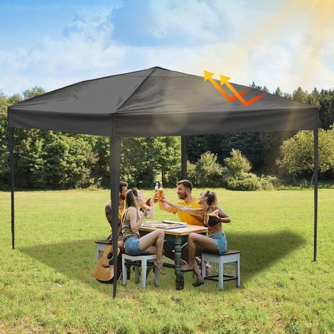 SWANEW Gazebo da Giardino 3x3m, Tenda Pieghevole per Camping, Giardino, Matrimonio Protezione UV 50+ Grigio Senza Pareti (1/4)