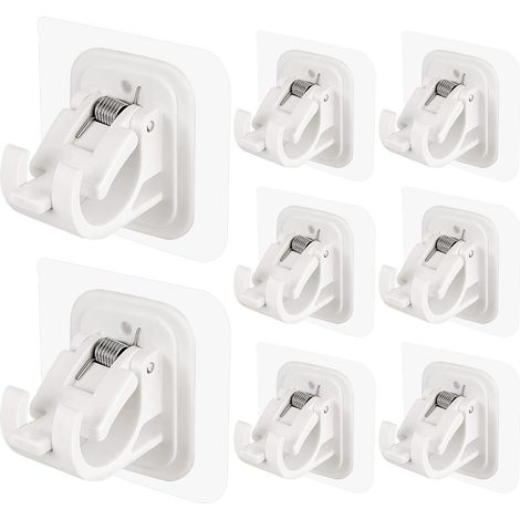 Lot de 10 supports de tringle à rideaux, fixations adhésives, sans clous, crochets réglables, cintres pour rideaux (1/5)