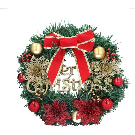 Künstlicher Weihnachtskranz zum Aufhängen an Türen, Fenstern, Wohnzimmern, Büros und Schlafzimmern (1/5)