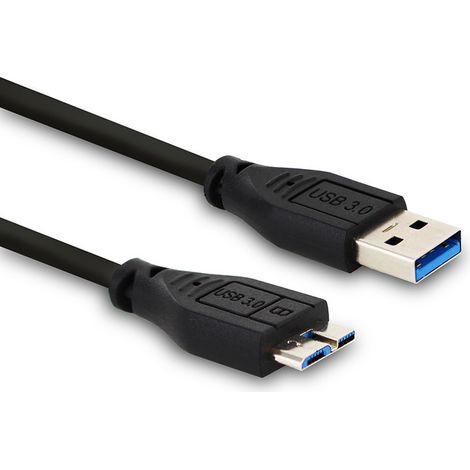 Câble USB micro B mâle /USB-A mâle USB 3.0 - 3 m - noir (1/3)