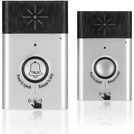 Sonnette sans fil intelligente, interphone vocal, kit de sonnette électronique bidirectionnelle, convient pour la maison, le bureau, l'hôtel (argent)-AquaForge