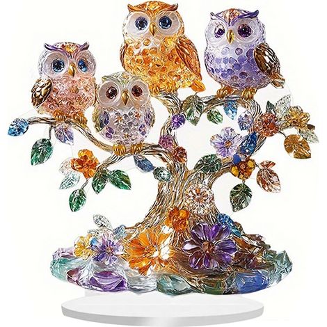 Sculpture Hibou en Cristal 20x20 cm Décoration Intérieure Artisanale Élégante Objet Design Cadeau Original pour Salon ou Bureau (1/5)