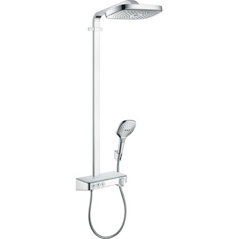 Hansgrohe – Colonne de douche thermostatique 300mm – 3 jets sélectionnables – Douche de tête en chrome – Flexible Isiflex 1,60m – Installation murale rapide (1/5)