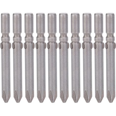10 embouts de tournevis magnétiques cruciformes en acier S2, 6mm, pour vis électriques - Lot de 10 pièces