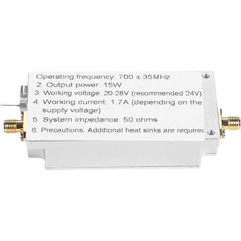 700 MHz HF-Leistungsverstärker (700 ± 35 MHz, 665-735 MHz, 15 W, 40 dB Verstärkung) für digitale Fernsehübertragung und drahtlose HF-Übertragung. (1/5)