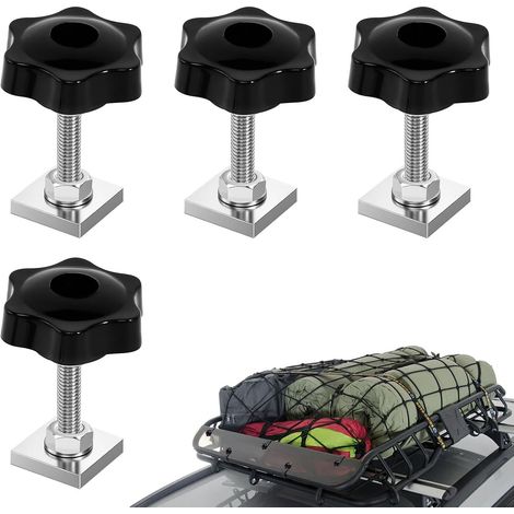 T-Track Adapter 4pcs T-Groove Adapter M6x35mm T-Groove Screw with Star Nut and Nut Washer T-Track Adapter for Bike Adapters and Roof Bars (1/5)