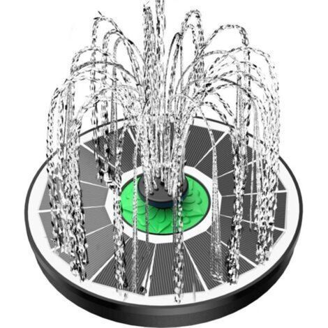 Ecleanfy-Fontaine solaire en verre pour bain d'oiseaux - Sans pile, 2,5 W, fleurs vertes, avec 4 tiges fixes et 8 buses, idéale pour bain d'oiseaux, étang, piscine, extérieur, jardin (1/5)