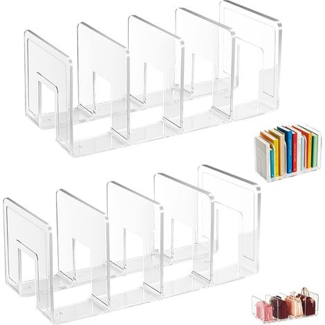 2 Stück Briefhalter Transparent, Zeitschriftenständer 26x12cm Stehsammler mit 4 Fächern Zeitschriftensammler Ordner Organizer Aufbewahrung für Akten Bücher Dokumente Briefbuch (1/5)