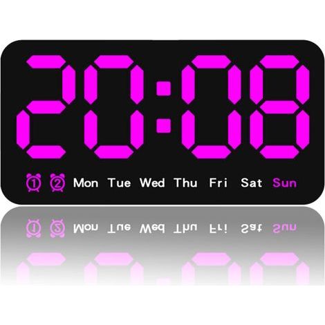 Horloge Murale Digitale à Grand Affichage - Réveil LED avec Double Alarme et Luminosité Réglable (1/5)
