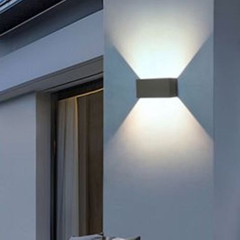 TRADE SHOP - Applique Lampada Led 24w Da Esterno A Parete Doppio Fascio Luminoso Regolabile Ip65 Es30 - Grigio-Bianco Naturale - (1/3)