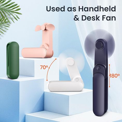 Mini Ventilateur Portable, Poche et Léger Rechargeable(1000mAh & Autonomie 14h), Petit Ventilateur de Table Pliable pour Maison/Bureau/Voyage (Ventilateur USB Compact
