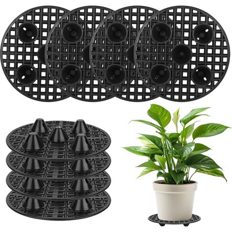 Lot de 8 supports de plantes en pot, dessous de verre de drainage en maille, 20 cm, rond, grille en plastique pour l'intérieur, bonsaï, extérieur, bol de jardin (1/5)