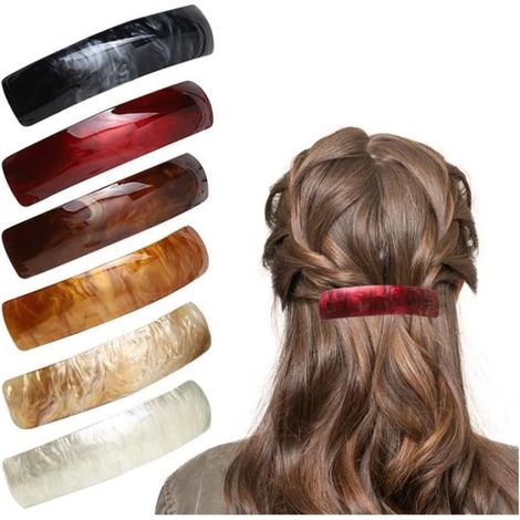 Barrettes à Cheveux - Non spécifié - 6Pcs - Confortables et légères - Design incurvé - Couleurs variées (1/4)