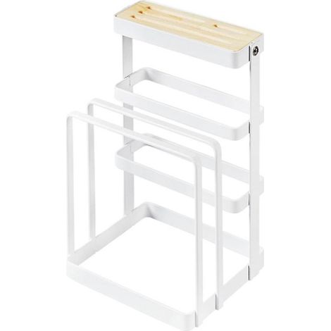 Planche à découper multifonctionnelleporte-couteauxsupport de rangementporte-couverclessupport à vaissellebloc à couteaux blanc (1/5)