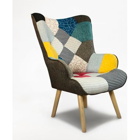 Moderner Sessel Patchwork Design Stuhl mit Armlehnen Patchy Chic (1/3)