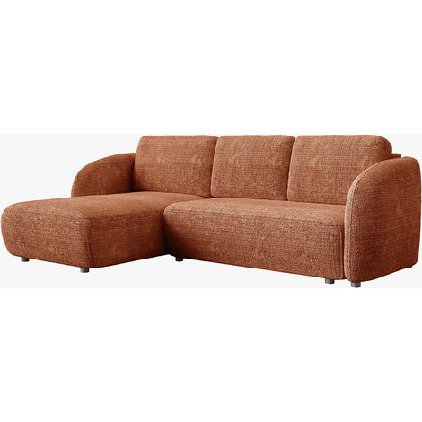 ALANYA Canapé d'angle convertible avec coffre en tissu orange - Angle gauche (1/5)