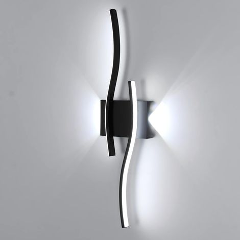 Applique Murale LED Intérieure Noire 20W 2250LM 6500K Lumière Blanche Froide en Aluminium Moderne pour Salon Couloir Chambre Escalier (59x15x5,5 cm) - GOECO (1/5)