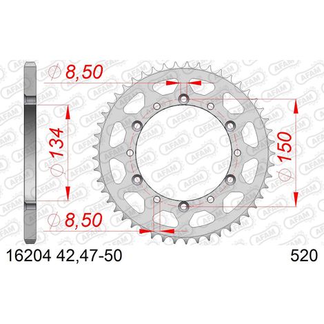 AFAM Stahl-Kettenrad hinten für 520er Kette, Code 16204-42