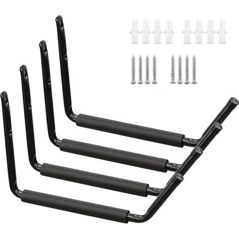SABIR Lot de 4 Crochet de Garage, Crochets de Rangement pour Kayak, Surf, Echelle, Vélo, Support Mural Robuste pour l'Organisation d'outils Electriques, Laddy, Articles en Vrac (1/5)