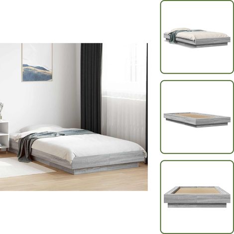 Cadre de lit sans matelas sonoma gris 100x200 cm - Cadre De Lit - Lit Double - Lit Moderne - Lit Gris - Meuble Chambre (1/5)
