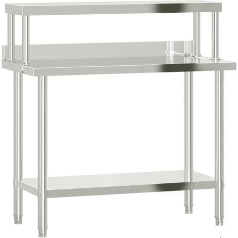 Table de travail de cuisine avec étagère 110x55x120 cm inox