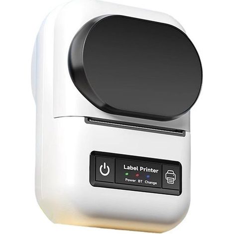 Impresora térmica portátil para etiquetas: impresora compacta e inalámbrica Bluetooth para el hogar, la oficina, la tienda y los envíos (blanca). (1/3)