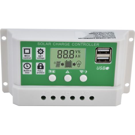 Régulateur de charge solaire PWM 12/24V avec double port USB, panneau de contrôle intelligent GLL121010A, équipement de chargeur solaire 10A (1/5)