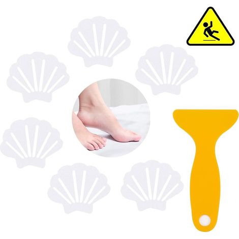 Autocollants de Baignoire Antidérapants, 24 Autocollant de Douche Antidérapant pour Salle de Bain., Bandes de Baignoire de Sécurité de Style Coquille Décalcomanies Adhésives avec Grattoir (1/5)