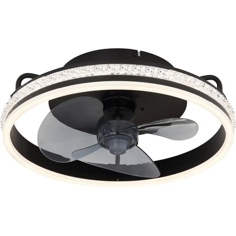 Globo Cataleya Ventilateur de plafond à 3 pales, noir mat, LED, intensité variable, 2 700-6 500 K, télécommande, minuterie (1/5)