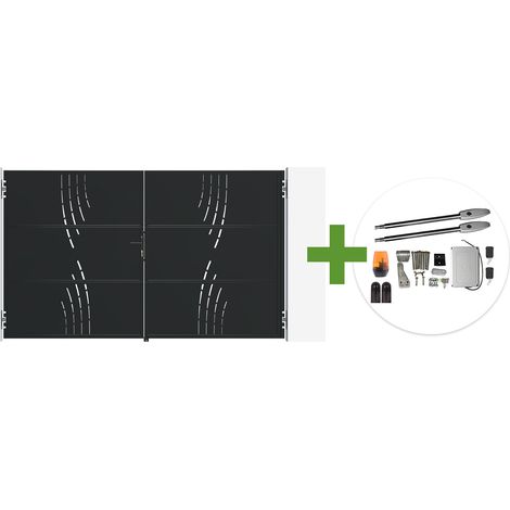 Portail battant acier noir mat 3m NALI VELETA H.180cm + moteur Tanker B250 (1/5)
