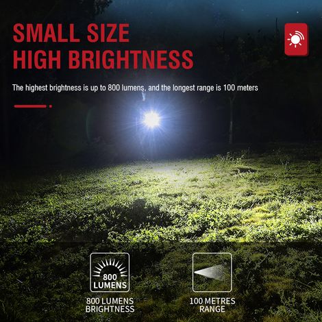 FLITI V8 LED Flashlight, Camouflage Aluminum, 800LM, USB-C Rechargeable, Black (1/5)