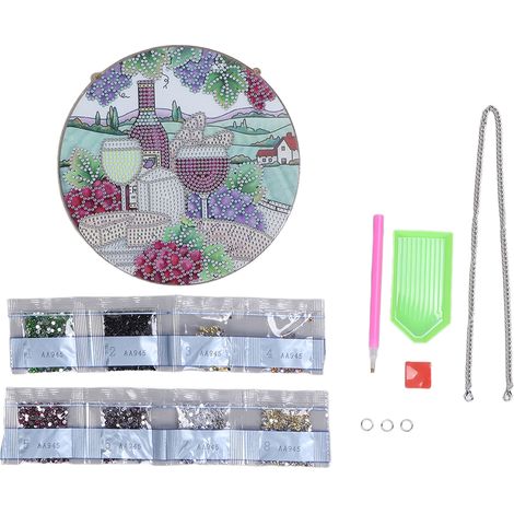 Rhinestone Painting Ornament Outdoor Picnic Wine Pattern Vivid Waterproof DIY 5D Rhinestone Painting Kit (1/5)