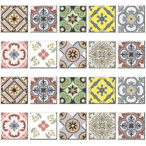20 pièces de mosaïque murale autocollante à faire soi-même, motif taille, décoration de cuisine-B 10x10cm