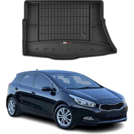 Tapis de Coffre 3D TPE Premium Compatible avec Kia Cee'd II 2012-2018 - Bac de Protection de Coffre Intérieur antidérapant Revêtement de Coffre Bords Hauts pour Voiture Noir