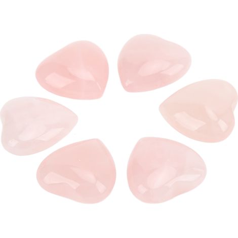 6 Cœurs en Quartz Rose Naturel, Pierre en Forme de Cœur, Apaise l'Anxiété, Équilibre Énergétique, Matériau Durable et Raffiné (1/5)