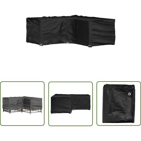 The Living Store Housse de salon de jardin en forme de L 12 œillets 185x185x70cm - Housses De Meubles D'extérieur - Housse De Jardin - Protection Mobilier Extérieur - Housse Anti Uv - Housse Imperméab (1/5)