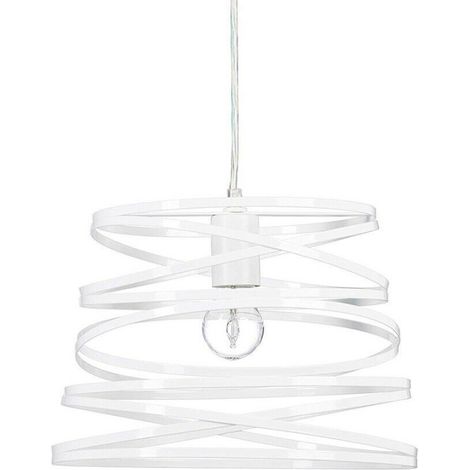 Trade Shop - Lampadario A Sospensione Moderno Paralume Metallo A Vortice Traforato Bianco A08 - (1/5)