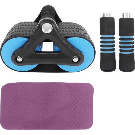 Rouleau abdominal bleu pour salle de sport à domicile avec poignée ergonomique et support pour les genoux - Reprise automatique (1/5)