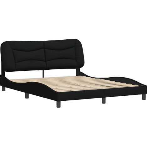vidaXL Cadre de lit sans matelas Hvar noir 160x200 cm tissu (1/5)