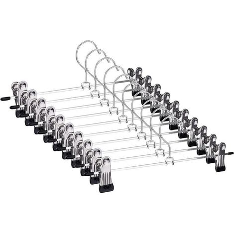 Cintres Porte-Pantalons Antidérapant Cintres pour Pantalons en Métal avec Clips Réglables Cintres de Pantalon pour Jupes, Pantalons, Jeans 28 cm (Lot de 10) (1/5)