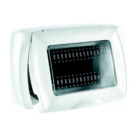 Plaque My Life Box System pour exte'rieur autoportante avec porte pour appareils My Life 3 modules blancs