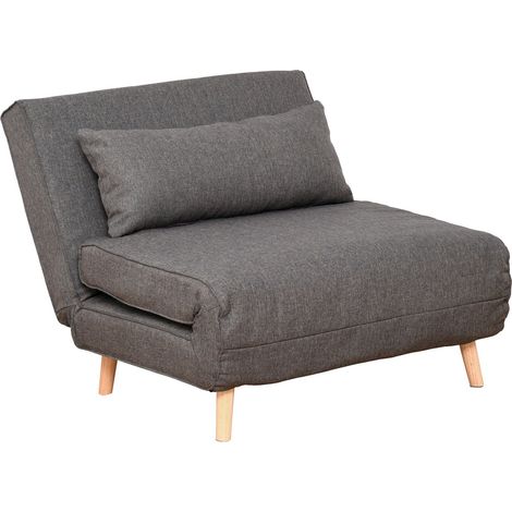 Schlafsofa Einzelsofa Klein, Klappsofa Mit Verstellbarer Rückenlehne, Skandinavisch, Grau, 95X95X80Cm (1/5)