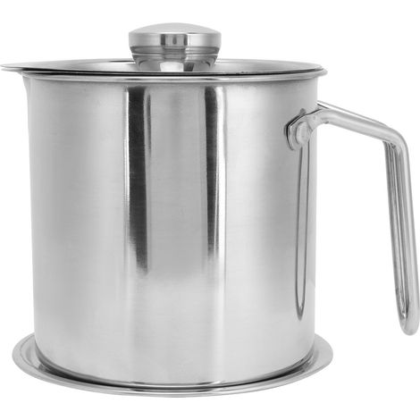 Récipient à Huile en Acier Inoxydable avec Poignée - Filtre à Graisse de Cuisine 1300ml (1/5)