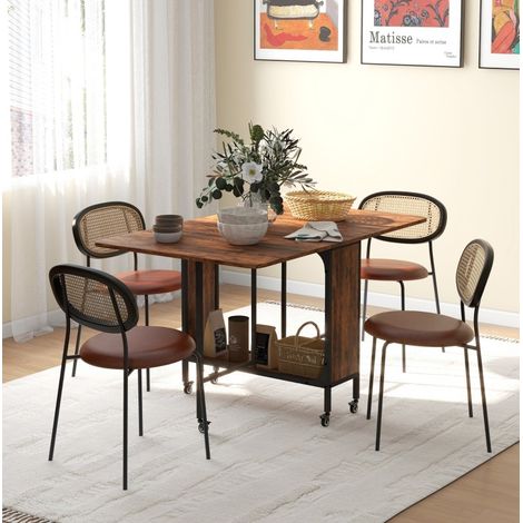 MEUBLIV Klappbarer Esstisch 130x80 cm Braun – 6 Personen, Rollen und Stauraum (1/5)
