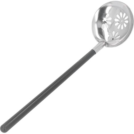 Louche à fondue en acier inoxydable anti-brûlure avec isolation thermique et manche long, manche noir, cuillère anti-fuite